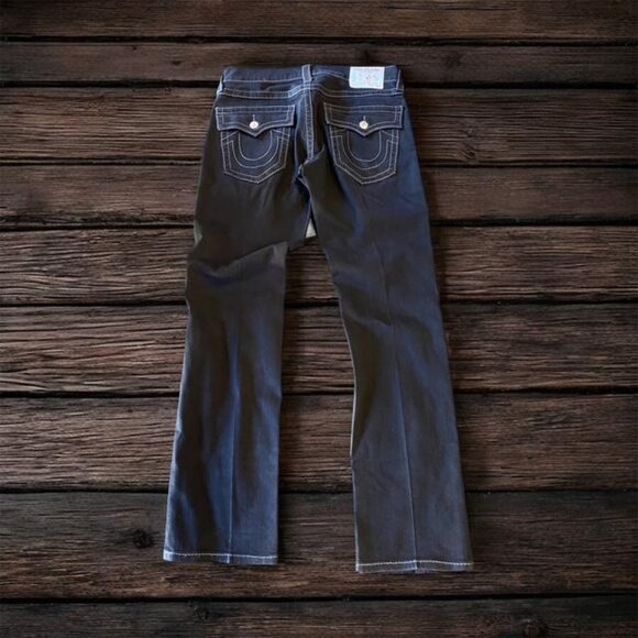 NWOT True Religion Ricky Flap Relaxed Straight Fit Jeans Men's 33 Black Denim - Picture 1 of 6